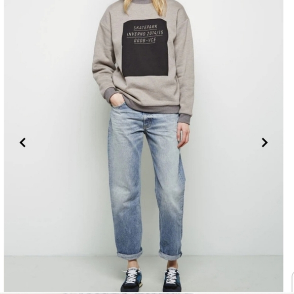 Golden Goose Denim - Golden Goose Karly Boyfriend Asymmetric Waist Jeans Light Marble Blue Si…